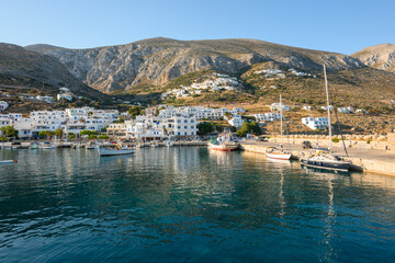 Aegiali, a touristic village at the northern side of the Amorgos island. Cyclades, Greece