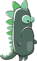 vector funny cartoon cute green monster dinosaur isolated on white background. Vector funny green mascot dragon. Hand drawn Dino logo design template