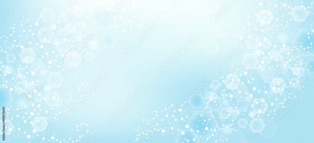 Wall mural health care abstract background with hexagons, lines and dots. medical innovation banner template co