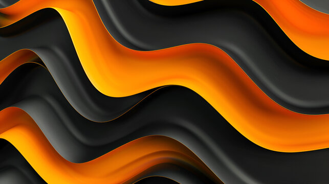 Dark orange and black wavy lines, modern abstract background with contrasting colors, bold and striking texture for high-impact designs, ideal for digital art and tech visuals 
