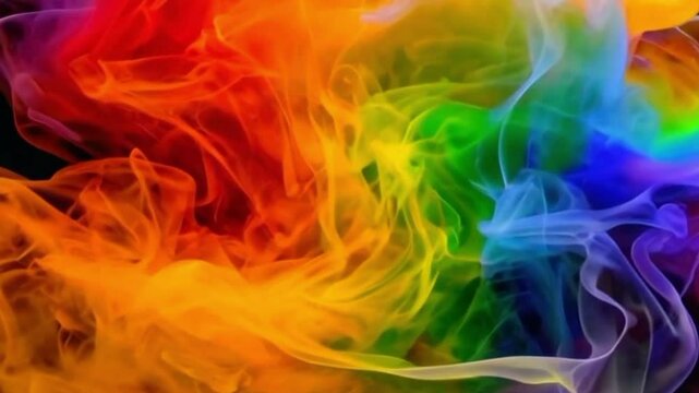 creative colorful visual effect abstract rainbow gas smoke waves, holi festival celebration