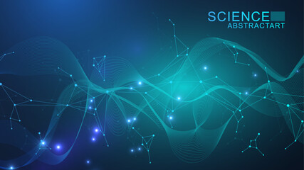 AI technology abstract background. AI generative art creative banner concept in the digital style. High tech poster with place for text. Futuristic design element.