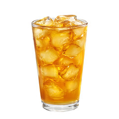 Refreshing iced apple juice in a clear glass isolated on transparent background