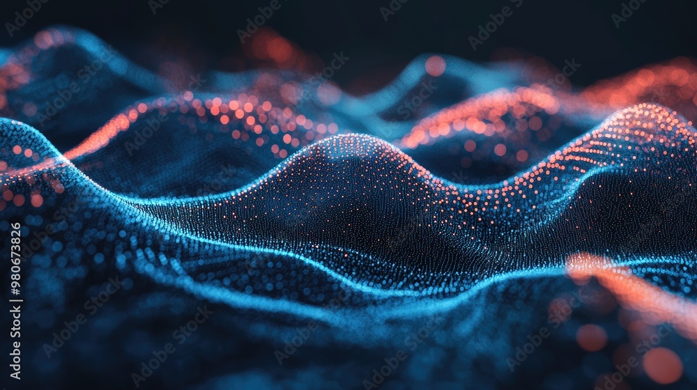 Poster abstract technology-inspired digital connections made up of dots and lines, symbolizing a networked 