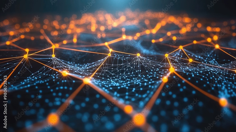 Aufkleber abstract technology-inspired digital connections made up of dots and lines, symbolizing a networked 