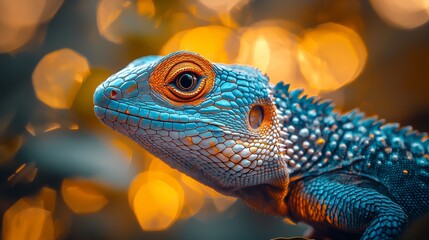 Fototapeta premium Macro Shot of a Lizard's Colorful Textured Skin