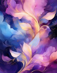 Abstract floral art with gold