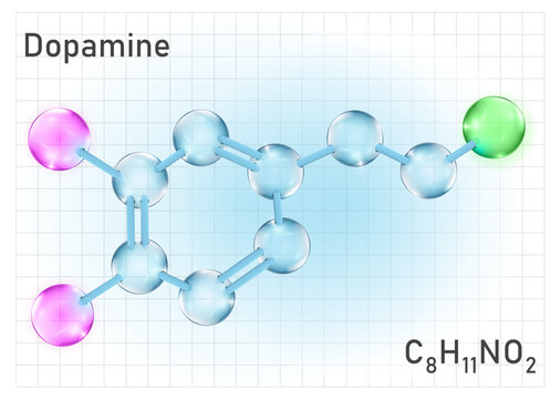 Dopamine poster, banner in realistic glossy style.