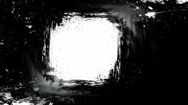 Abstract Black and White Grunge Background with Brush Strokes and Scratches