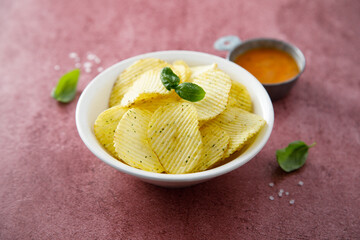 Potato chips in a bowl
