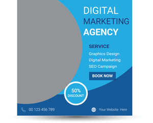 Digital Marketing agency social media post template. Social media ads vector templates fully editable, advertising design, digital marketing and corporate social media Instagram post