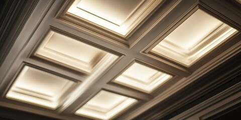 Obraz premium A ceiling with five recessed light fixtures.