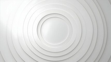 Obraz premium Abstract White Circular Background with Concentric Circles and 3D Depth, Ideal for Minimalist Designs