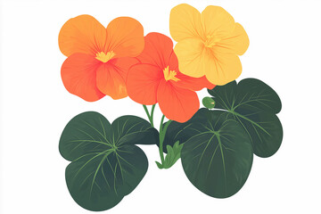 Obraz premium simple flower designs begonia abstract bouquet trendy colorful drawing illustration