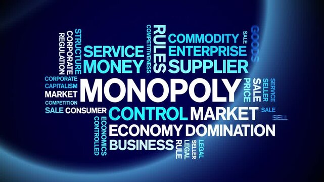 Monopoly animated word cloud;text design animation tag kinetic typography seamless loop.