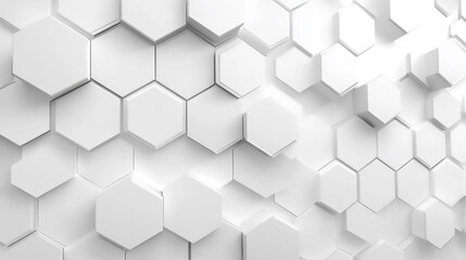 Futuristic abstract simple shapes background. 3D White hexagonal art. 