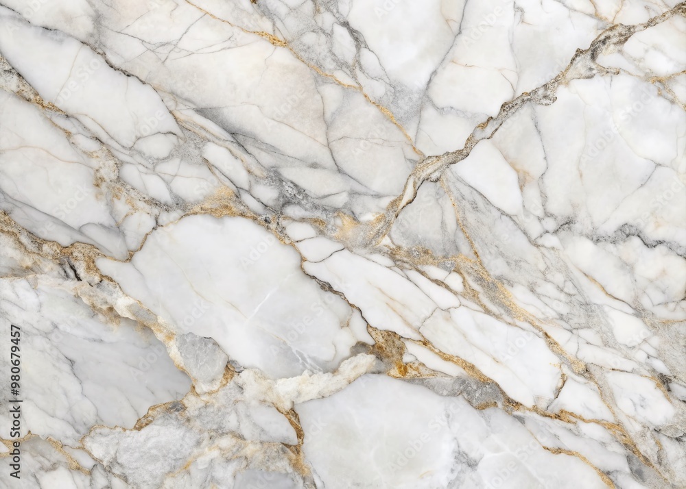 Poster luxurious white marble with striking grey veining patterns, displayed in a top view, creating a stun