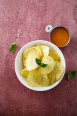 Potato chips in a bowl