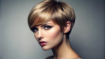 "Close-up of Trendy Short Haircut on a Fashion Model"
