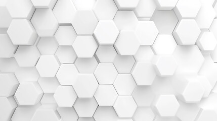 Naklejka premium A sleek white abstract geometric background featuring interlocking hexagons and subtle shadows,