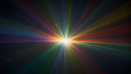 Obraz premium Abstract image of light beams passing through a prism, creating rainbow colors.