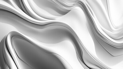 Fototapeta premium Graphic white 3D background with flowing lines. . White marbling background