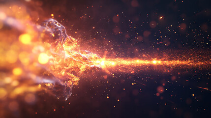 A distant galaxy with stars, flashes of light, nebulae forming an abstract cosmic background