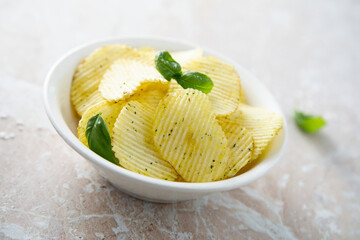 Potato chips in a bowl