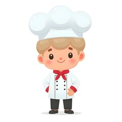 Obraz premium Isolated flat-style illustration of cute chef on wite background. 