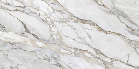 Obraz premium Luxurious white marble with striking grey veining pattern, capturing a mesmerizing top view of the elegant stone's texture, ideal for high-end backgrounds and designs.