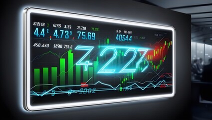 Wide-Angle View of a Stock Market Trading Screen Displaying Live Financial Data and Stock Price Fluctuations