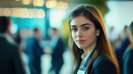 Bright and Engaging Scene of a Young Businesswoman Explaining Ideas in a Modern Office Environment