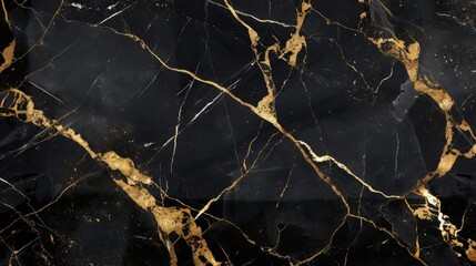 Black Marble with Gold Veins Texture - Luxury Background
