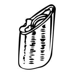 Burrito hand drawn doodle. Tortilla roll meat and vegetables. Half rolled wheat tortilla with filling. Ground beef, beans. Snack fast food to go. Order in cafe. Vector sketch line art illustration.