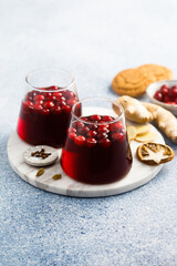Traditional homemade mulled wine with cranberry