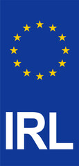 Irish Euroband with National Symbol: Blue Background Representing European Union and Irish Identity for Vehicle Registration.