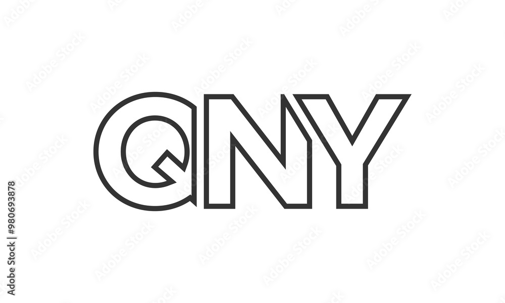 Poster qny logo design template with strong and modern bold text. initial based vector logotype featuring s