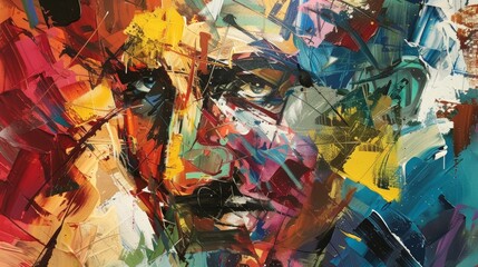 Obraz premium Abstract Portrait in Bold Colors