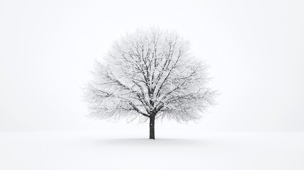 Solitary Snow Covered Tree Minimal Landscape