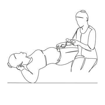 pregnant woman examination line art clip art preview