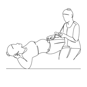 pregnant woman ultrasound scan line art clip art preview