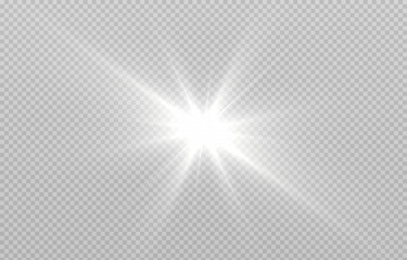 Vector light on isolated transparent background. Rays of light png. Magic glow, white light png