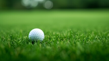 Closeup of a Golf Ball on a Lush Green Course