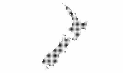 New Zealand dotted map with grunge texture in dot style. Abstract vector illustration of a country map with halftone effect for infographic. 