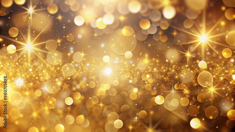Poster luxurious gold sparkle bokeh background with soft, shimmering lights and delicate circular patterns,