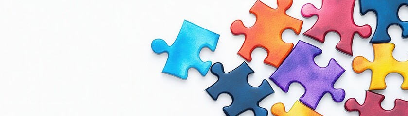 Obraz premium Pieces flat design, top view, in a mechanical puzzle-solving theme, water color, vivid