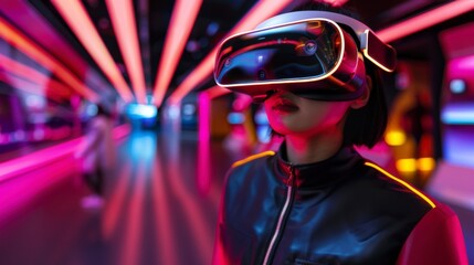 Immersive VR and AR Technology Exhibit with Copy Space for Text