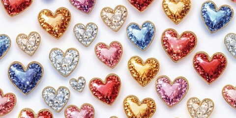 Fototapeta premium Heart-shaped gemstone jewelry on white background.