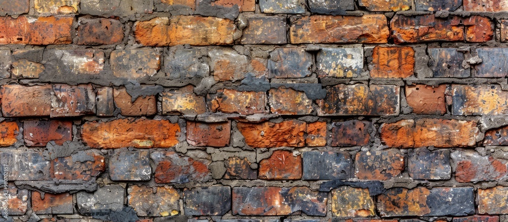 Poster a mix of old and new bricks forming a rustic brick wall ideal as a backdrop for designs and presenta