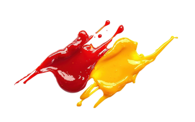 Delicious ketchup and mustard isolated on white or transparent background
